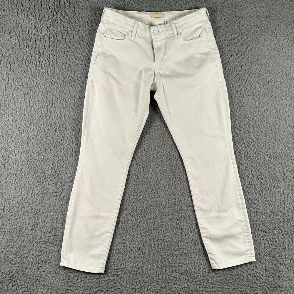 Mother Jeans Womens 27 White The Looker Crop in Mirror Mirror Made In USA